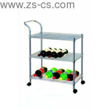 Movable Adjustable Chrome Beverage Service Trolley Cart